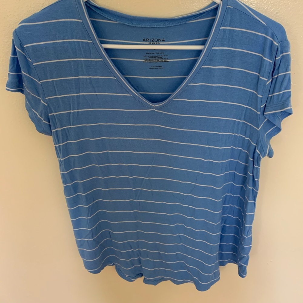 Arizona Jean Company Blue & White Stripped Shirt S